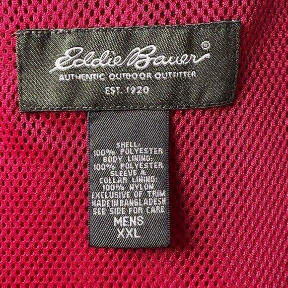 Eddie Bauer Red and Blue lightweight windbreaker with hidden hood and pockets - Picture 3 of 12